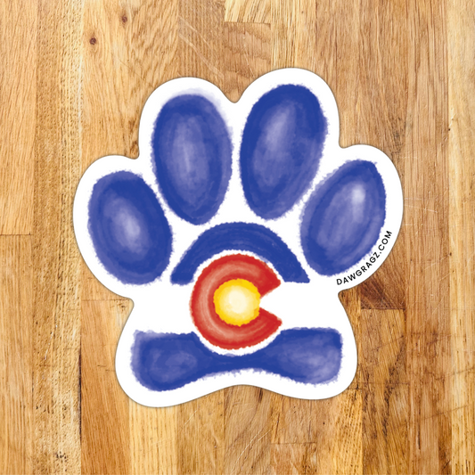 Colorado Watercolor Paw Sticker