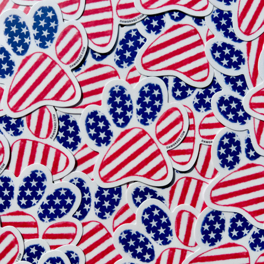 USA Watercolor Paw Sticker